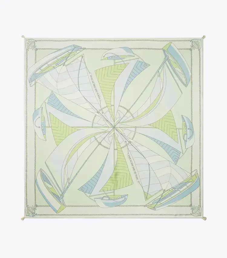 Sailboat Spiral Silk Square Scarf